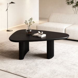 Mesa de Centro Orgânica Gaia em Madeira Preto Ébano P - 32x107cm