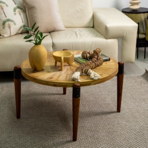 Mesa de Centro Redonda Solaris em Madeira Caramelo - 46x92cm
