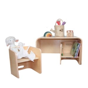 Mesa de Estudo com 2 Cadeiras Funcionais Madeira