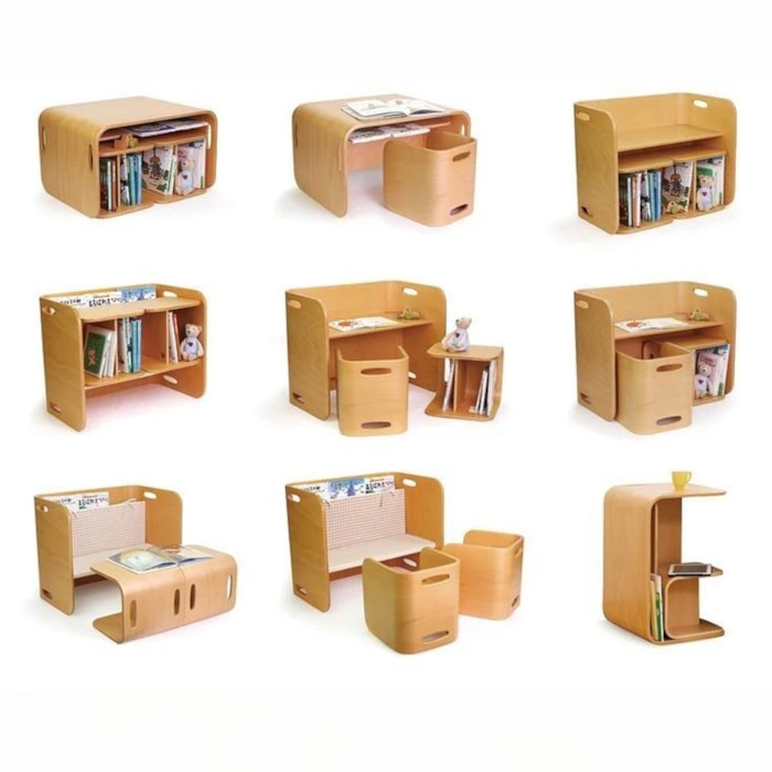 Mesa de Estudo com 2 Cadeiras Funcionais Madeira - Madel Home