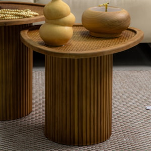 Mesa Lateral Bahia em Rattan Marrom M - 39x54cm