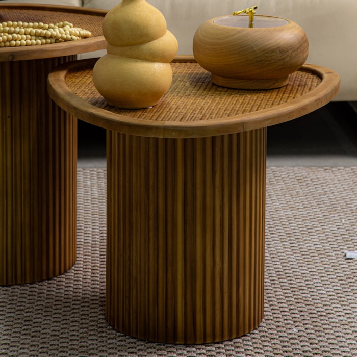 Mesa Lateral Bahia em Rattan Marrom M - 39x54cm - Madel Home