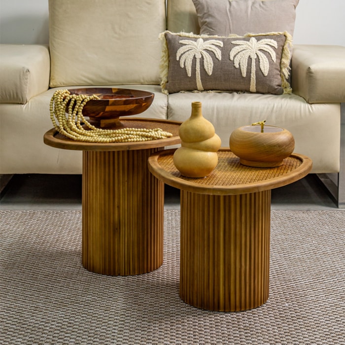 Mesa Lateral Bahia em Rattan Marrom M - 39x54cm - Madel Home