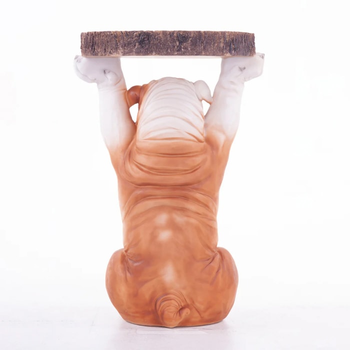 Mesa Lateral Bulldog Ingês em Resina Marrom - 35x52cm - Madel Home