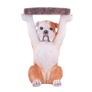 Mesa Lateral Bulldog Ingês em Resina Marrom - 35x52cm
