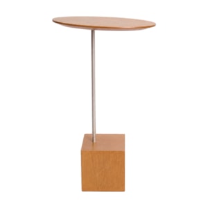 Mesa Lateral Orgânica Aula em Madeira Honey Clara e Champanhe - 58x34cm