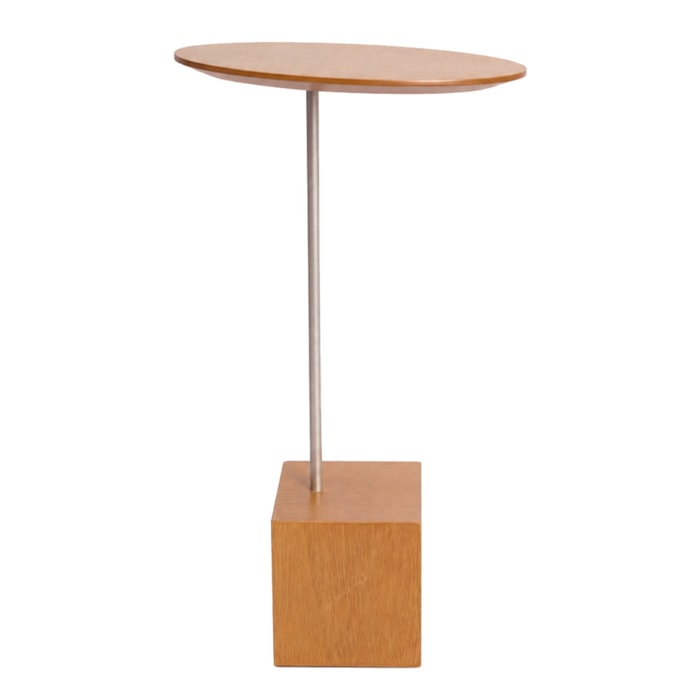 Mesa Lateral Orgânica Aula em Madeira Honey Clara e Champanhe - 60x44cm - Madel Home