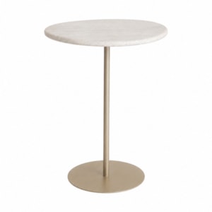 Mesa Lateral Orgânica Pétala em Pedra Branca Amêndoa - 45x50cm