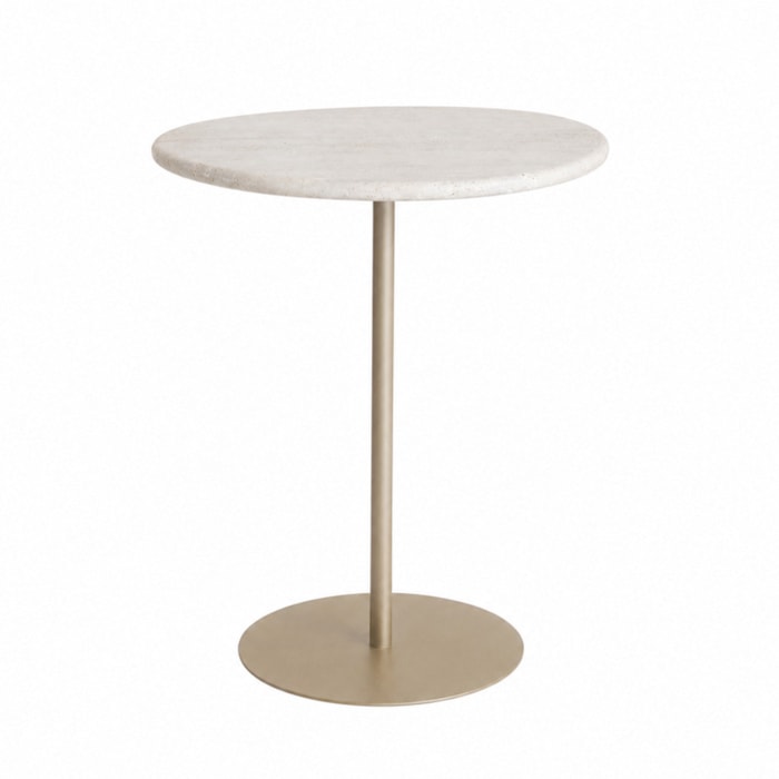 Mesa Lateral Orgânica Pétala em Pedra Branca Amêndoa - 57x50cm - Madel Home