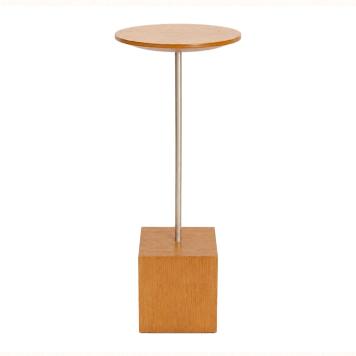 Mesa Lateral Orgânica Pinna em Madeira Honey Clara e Champanhe - 57x22cm - Madel Home