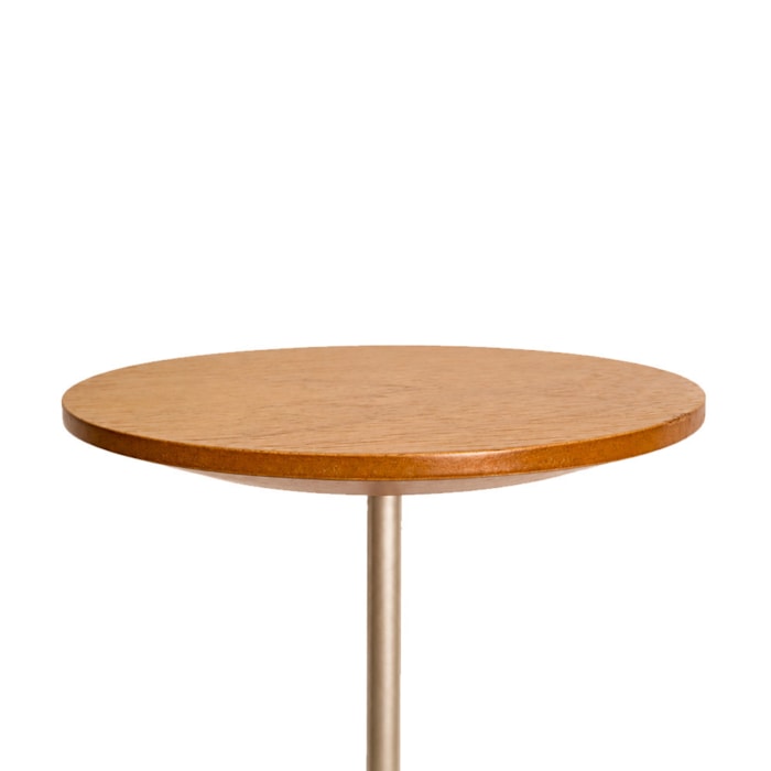 Mesa Lateral Orgânica Pinna em Madeira Honey Clara e Champanhe - 57x22cm - Madel Home