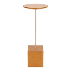Mesa Lateral Orgânica Pinna em Madeira Honey Clara e Champanhe - 60x22cm