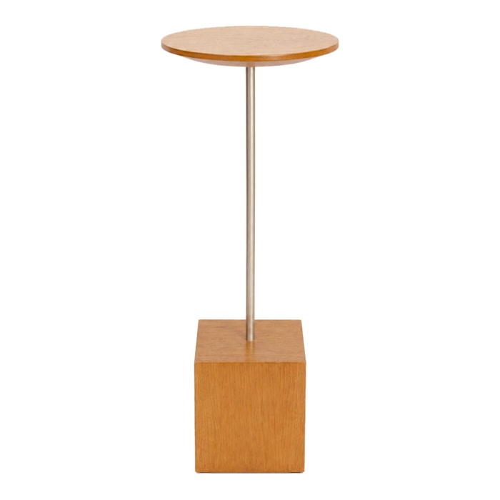 Mesa Lateral Orgânica Pinna em Madeira Honey Clara e Champanhe - 60x22cm - Madel Home
