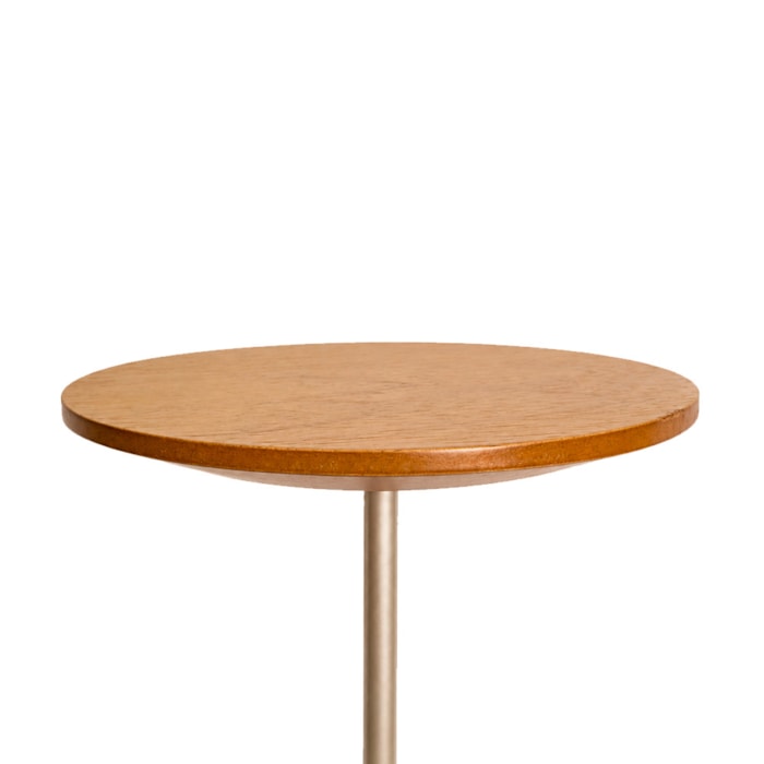 Mesa Lateral Orgânica Pinna em Madeira Honey Clara e Champanhe - 60x22cm - Madel Home