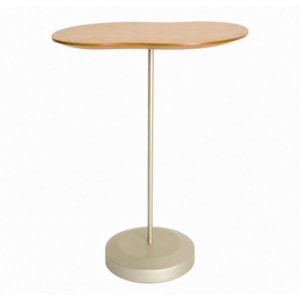 Mesa Lateral Orgânica Wave em Madeira Honey Clara e Champanhe - 58x45cm