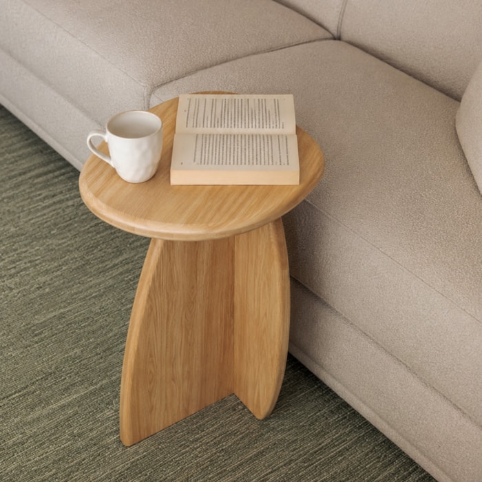 Mesa Lateral Redonda Alpe em Madeira Damasco - 54x38cm - Madel Home
