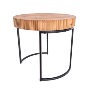Mesa Lateral Redonda Angra em Rattan Marrom M - 39x45cm