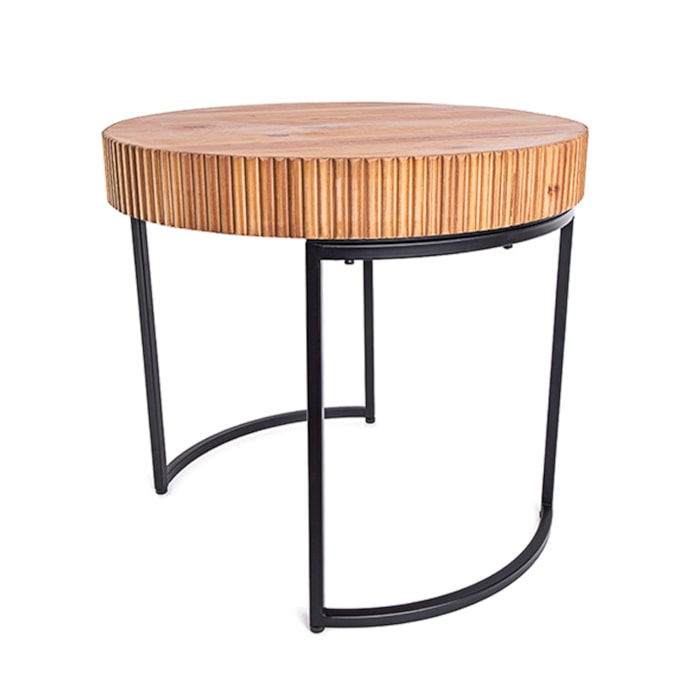 Mesa Lateral Redonda Angra em Rattan Marrom M - 39x45cm - Madel Home