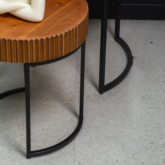 Mesa Lateral Redonda Angra em Rattan Marrom M - 39x45cm - Madel Home