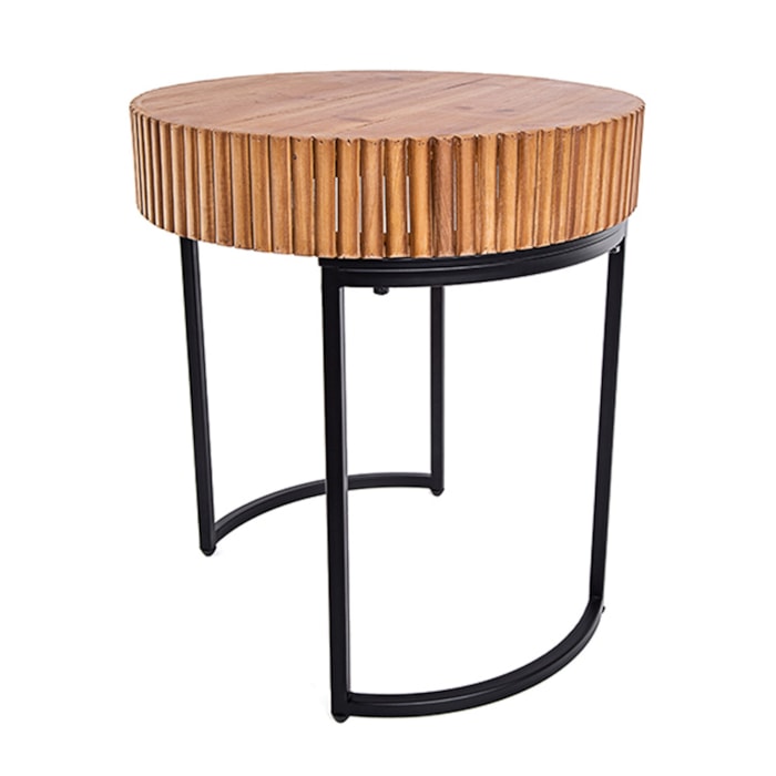 Mesa Lateral Redonda Angra em Rattan Marrom M - 54x59cm - Madel Home