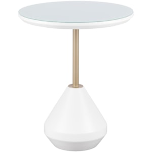 Mesa Lateral Redonda Argélia em Vidro Branco e Champanhe - 45x55cm