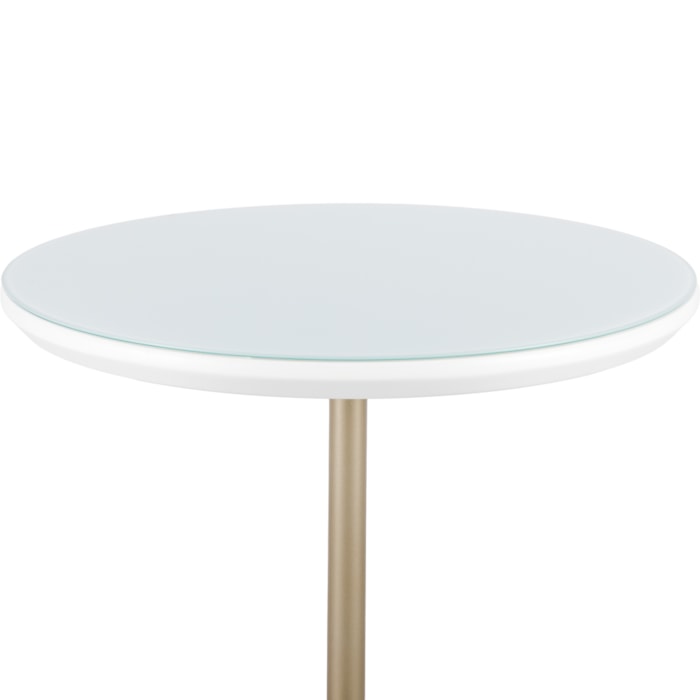 Mesa Lateral Redonda Argélia em Vidro Branco e Champanhe - 45x55cm - Madel Home