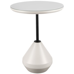 Mesa Lateral Redonda Argélia em Vidro Branco e Preto - 45x55cm
