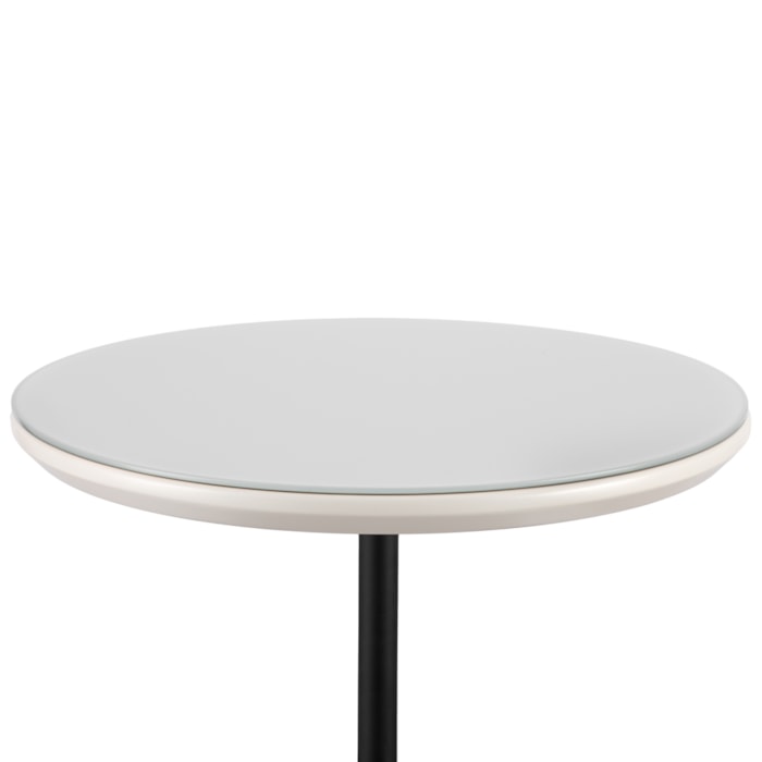 Mesa Lateral Redonda Argélia em Vidro Branco e Preto - 45x55cm - Madel Home