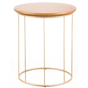 Mesa Lateral Redonda Aurora em Madeira Dourado e Cinamomo - 45x52cm