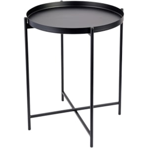 Mesa Lateral Redonda em Metal Preto - 50x43cm