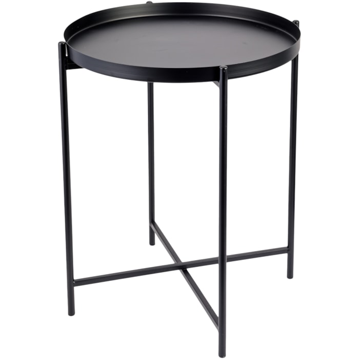 Mesa Lateral Redonda em Metal Preto - 50x43cm - Madel Home