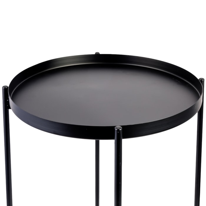 Mesa Lateral Redonda em Metal Preto - 50x43cm - Madel Home