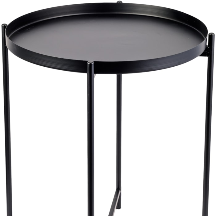 Mesa Lateral Redonda em Metal Preto - 50x43cm - Madel Home