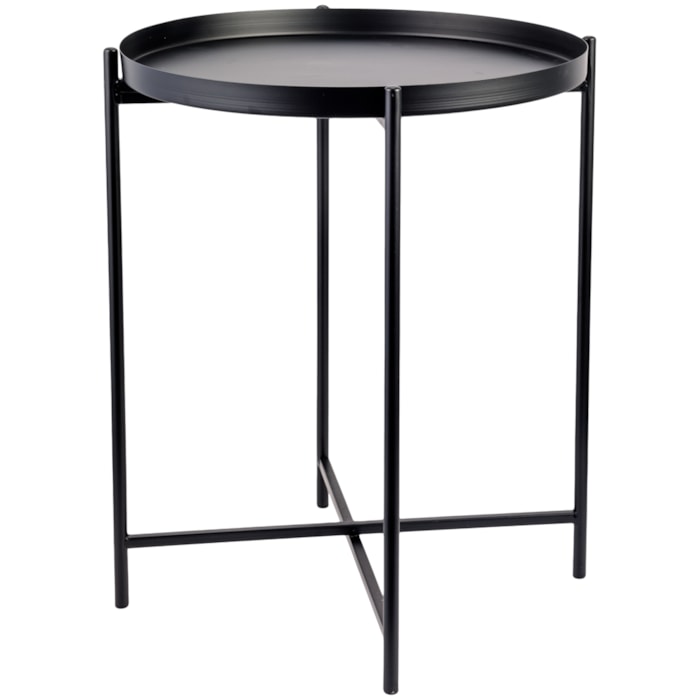 Mesa Lateral Redonda em Metal Preto - 50x43cm - Madel Home