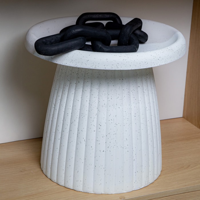 Mesa Lateral Redonda em Resina Branca - 48x49cm - Madel Home