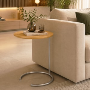 Mesa Lateral Redonda Horse em Madeira Cinamomo Mel e Champanhe - 45x55cm