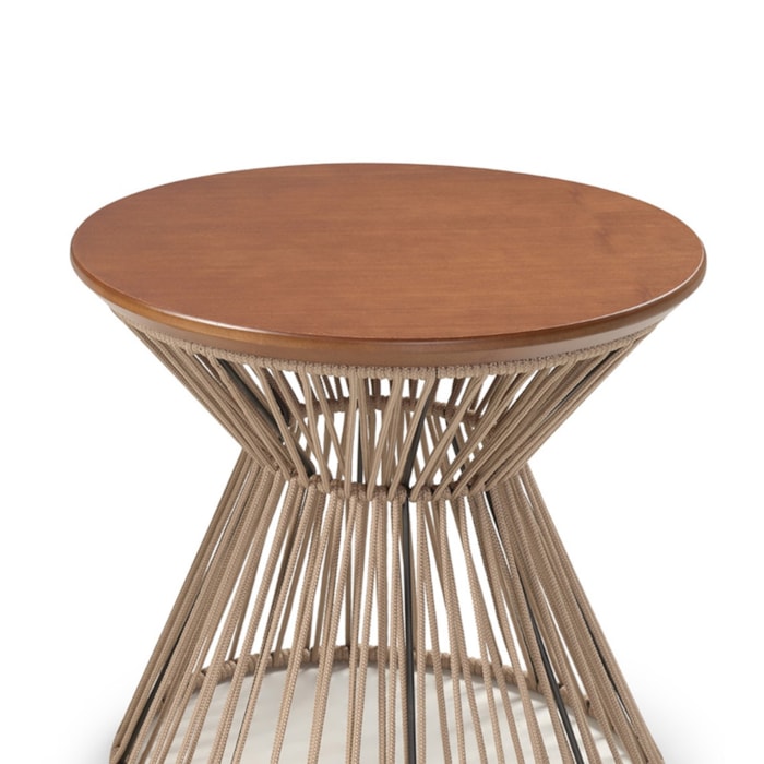 Mesa Lateral Redonda Normandia em Madeira Cinamomo e Carvalho - 50x49cm - Madel Home