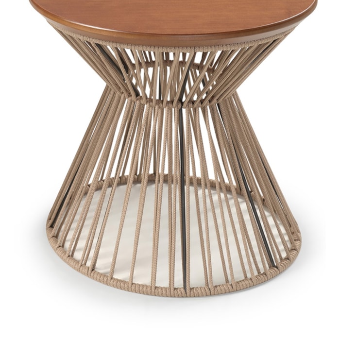 Mesa Lateral Redonda Normandia em Madeira Cinamomo e Carvalho - 50x49cm - Madel Home