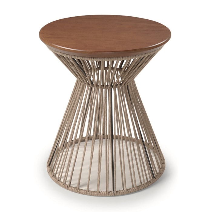 Mesa Lateral Redonda Normandia em Madeira Cinamomo e Carvalho - 50x55cm - Madel Home