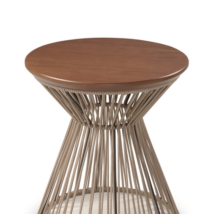 Mesa Lateral Redonda Normandia em Madeira Cinamomo e Carvalho - 50x55cm - Madel Home