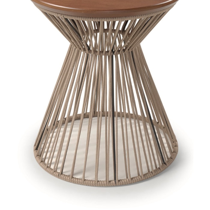 Mesa Lateral Redonda Normandia em Madeira Cinamomo e Carvalho - 50x55cm - Madel Home