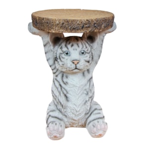 Mesa Lateral Tigre em Resina Branco P - 22x35cm