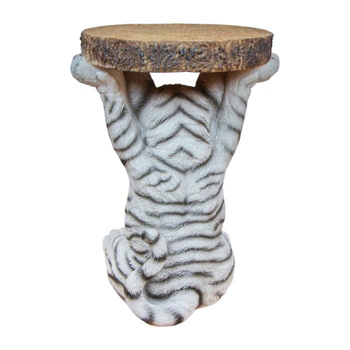 Mesa Lateral Tigre em Resina Branco P - 22x35cm - Madel Home