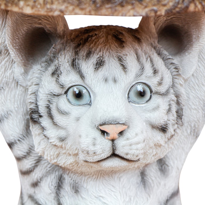 Mesa Lateral Tigre em Resina Branco P - 22x35cm - Madel Home