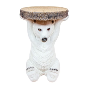 Mesa Lateral Urso Polar em Resina Branco P - 22x35cm