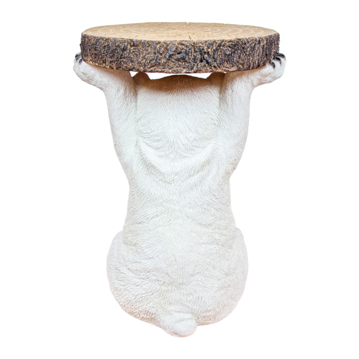 Mesa Lateral Urso Polar em Resina Branco P - 22x35cm - Madel Home