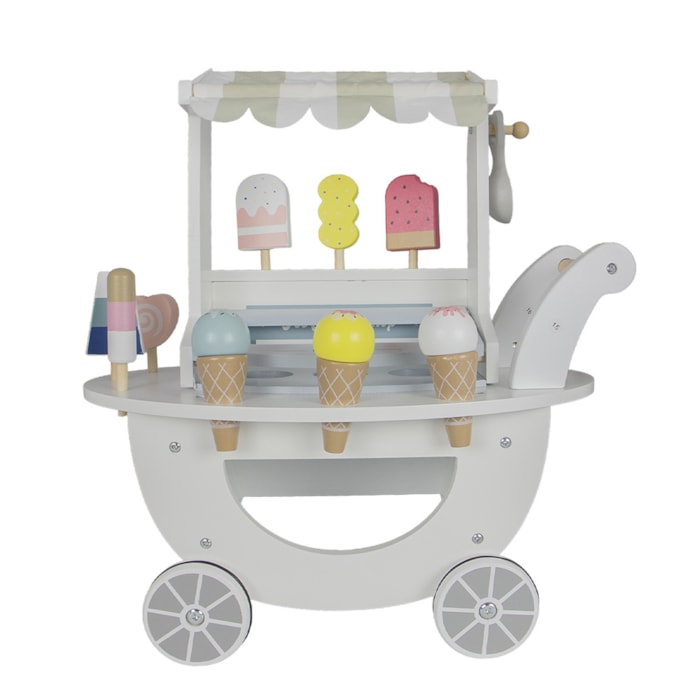 Mini Carrinho de Sorvete Infantil em Madeira - Brinquedo 15 Peças - Madel Home
