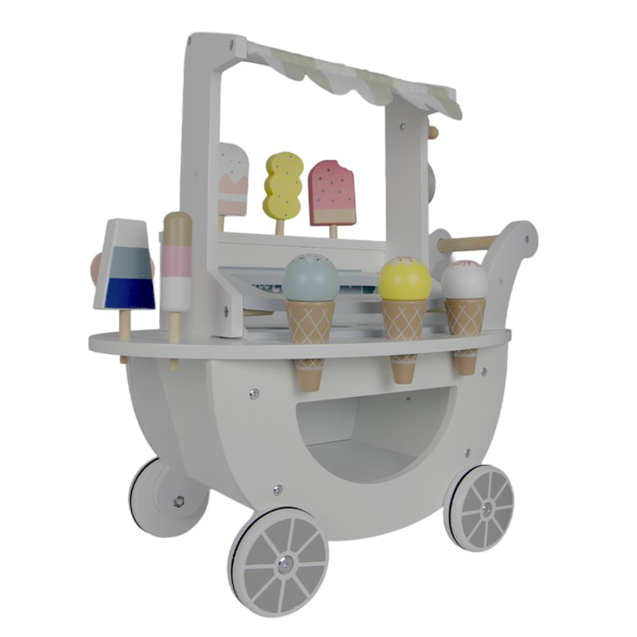 Mini Carrinho de Sorvete Infantil em Madeira - Brinquedo 15 Peças - Madel Home