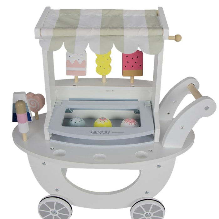 Mini Carrinho de Sorvete Infantil em Madeira - Brinquedo 15 Peças - Madel Home