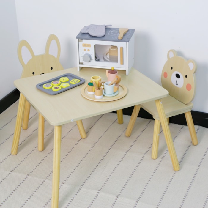 Mini Microondas de Madeira Bandeja 6 Cookies Luva Espátula - Madel Home